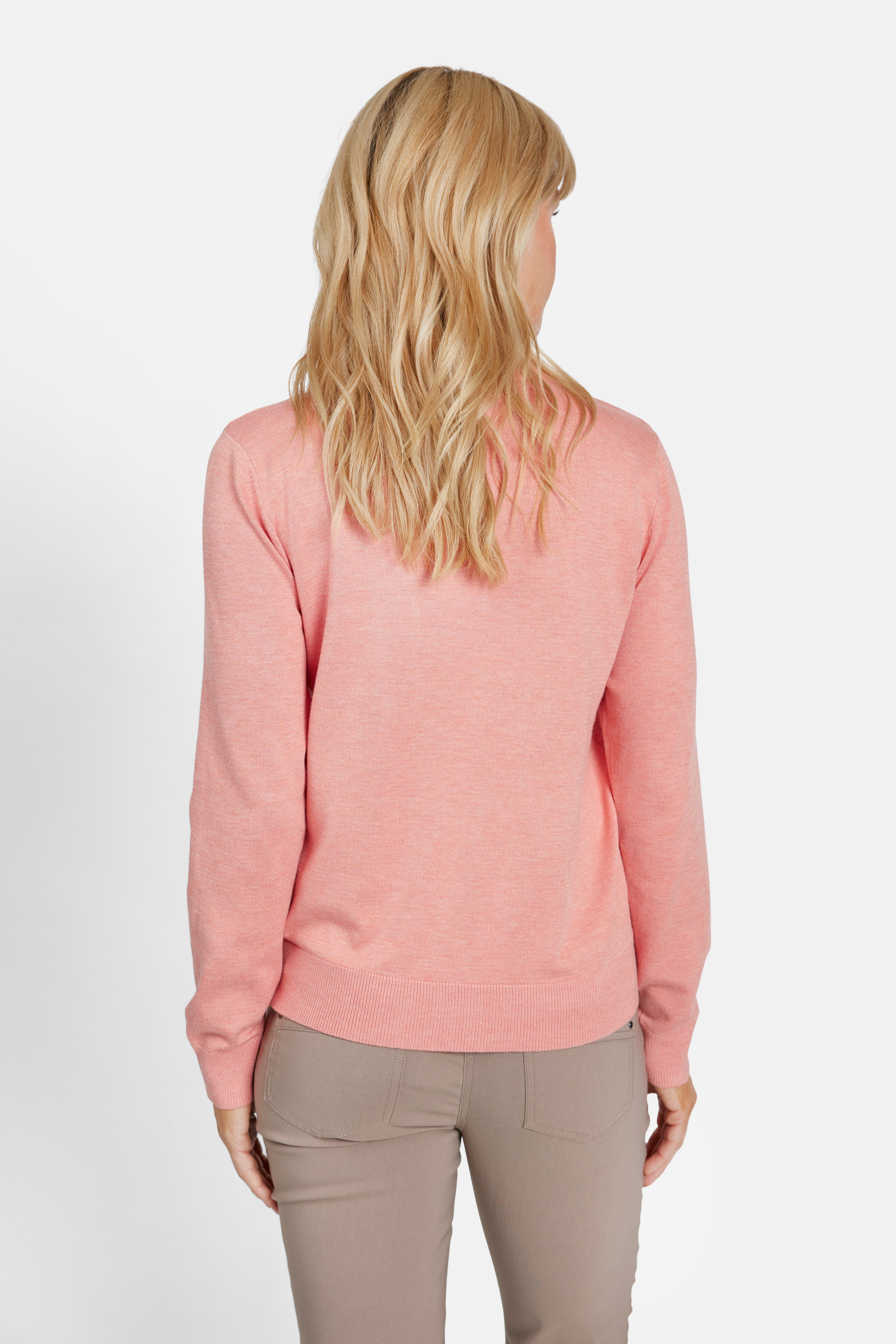 Langærmet Cardigan - Koral - Lommer