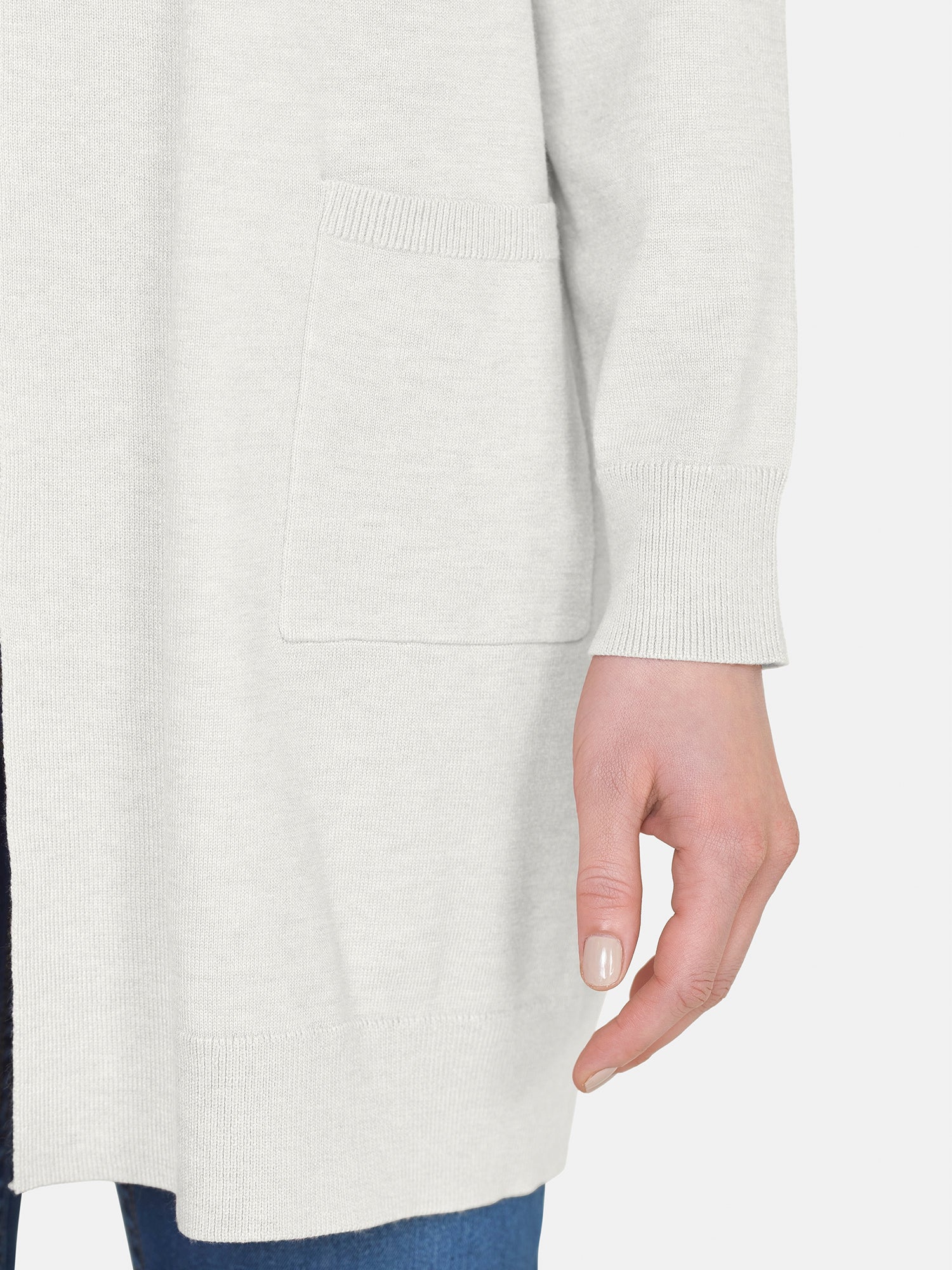 Strik Cardigan - Råhvid - Med Lommer