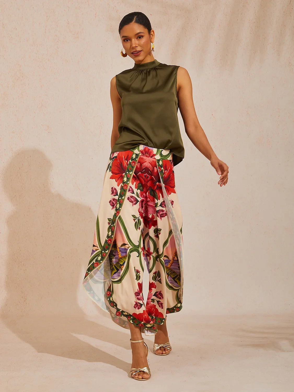Hawaii Palm silkeblød satin top