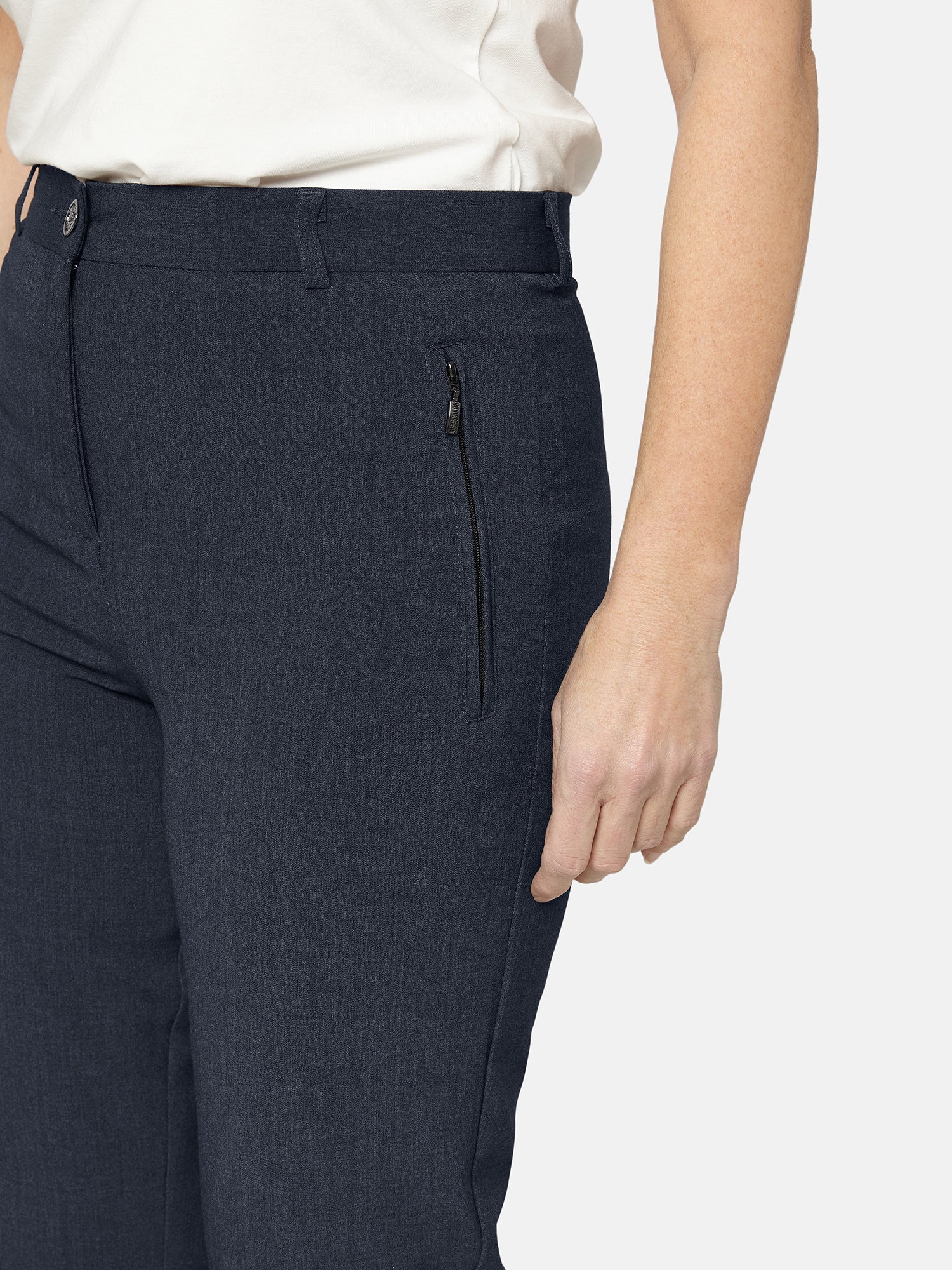 Sara Bukser - Navy - Klassisk Fit - Lynlåslommer