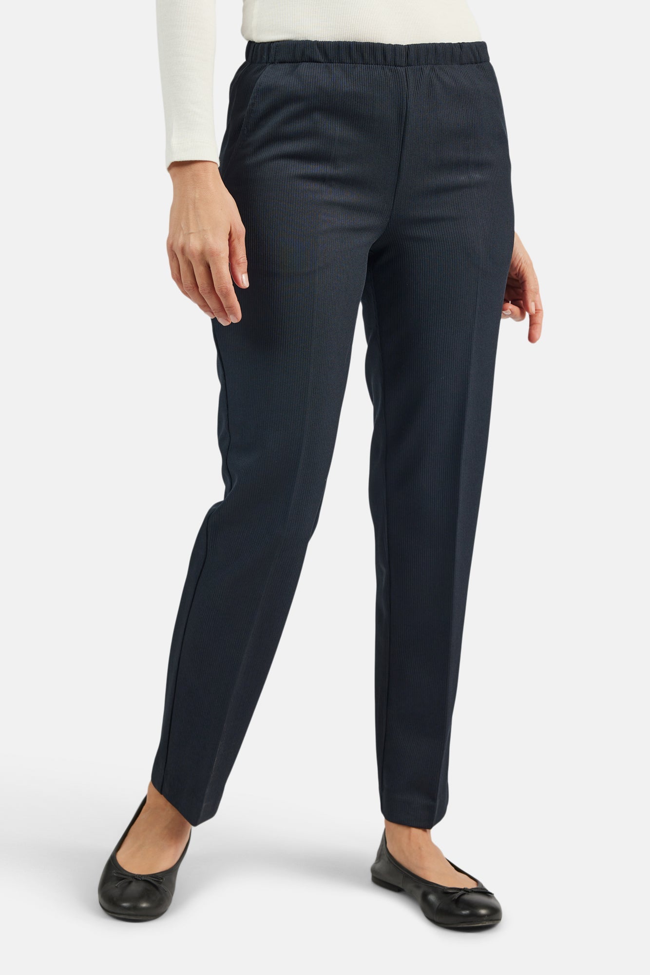 Anna Bukser - Navy - Regular Fit -  Elastik i Taljen