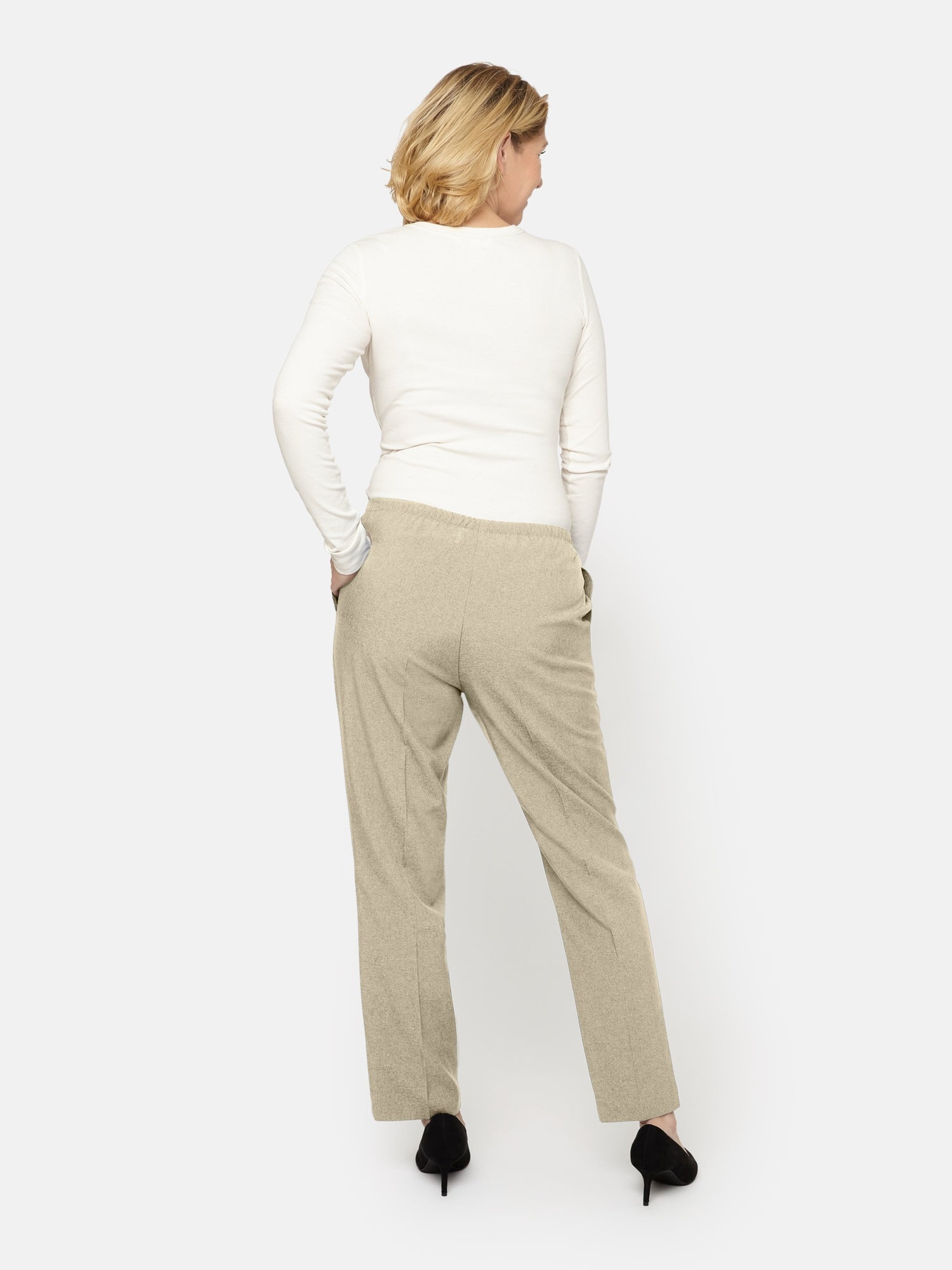 Anna Bukser - Sand - Regular Fit - Ekstra Kort