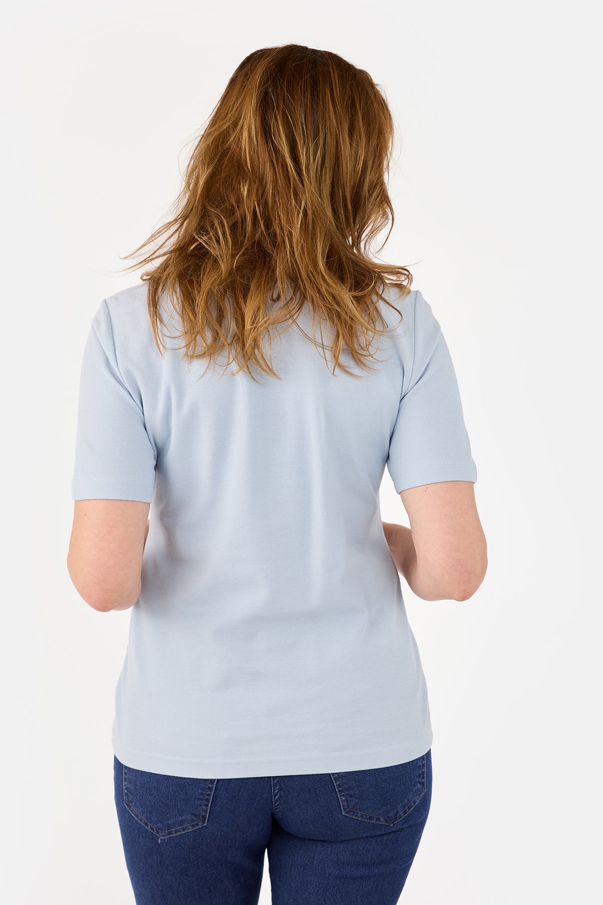 Kortærmet Polo T-shirt - Lyseblå - Klasssisk Krave