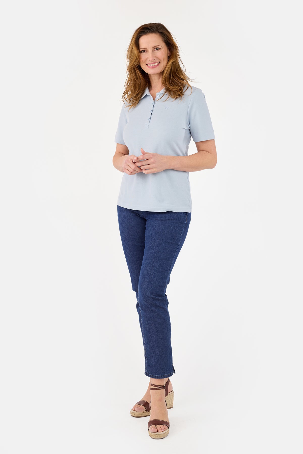 Kortærmet Polo T-shirt - Lyseblå - Klasssisk Krave