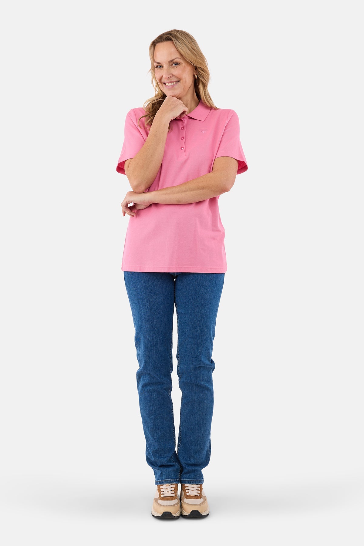 Kortærmet Polo T-shirt - Pink - Klassisk Krave
