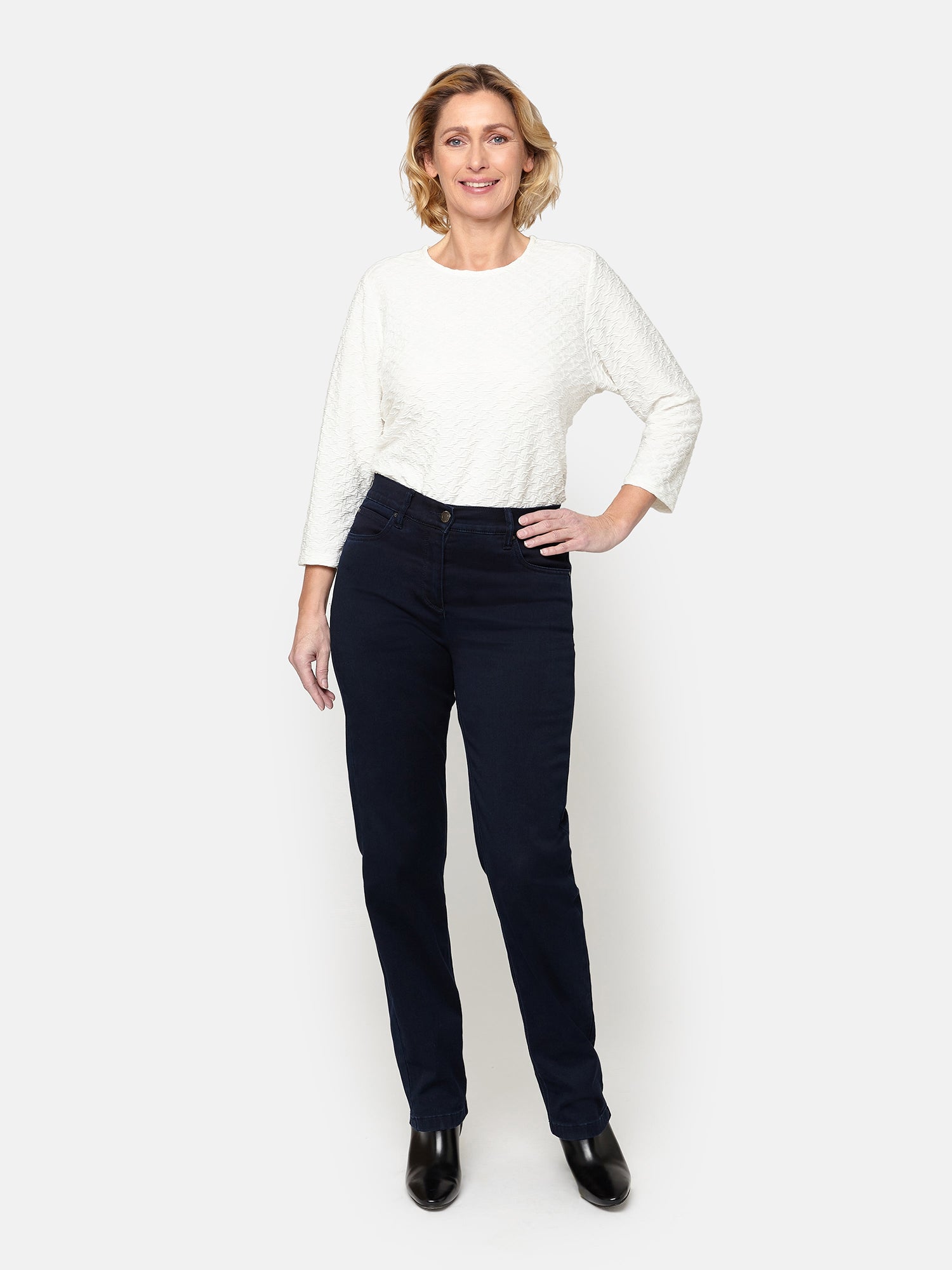 Ingrid Jeans - Navy - Straight Fit - Brede Lægge