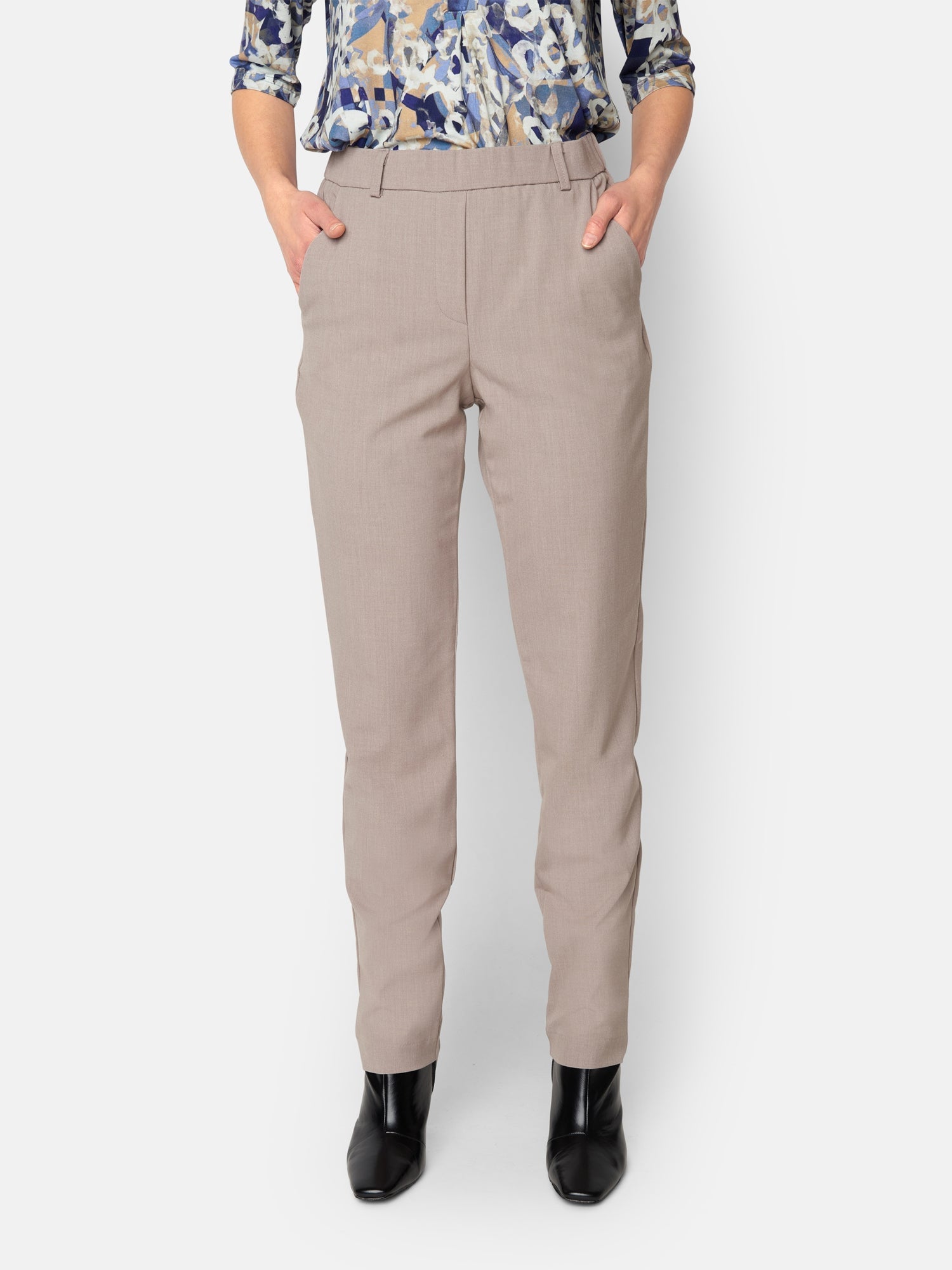 Sofie Bukser - Sand - Slim Fit / Elastik i Taljen