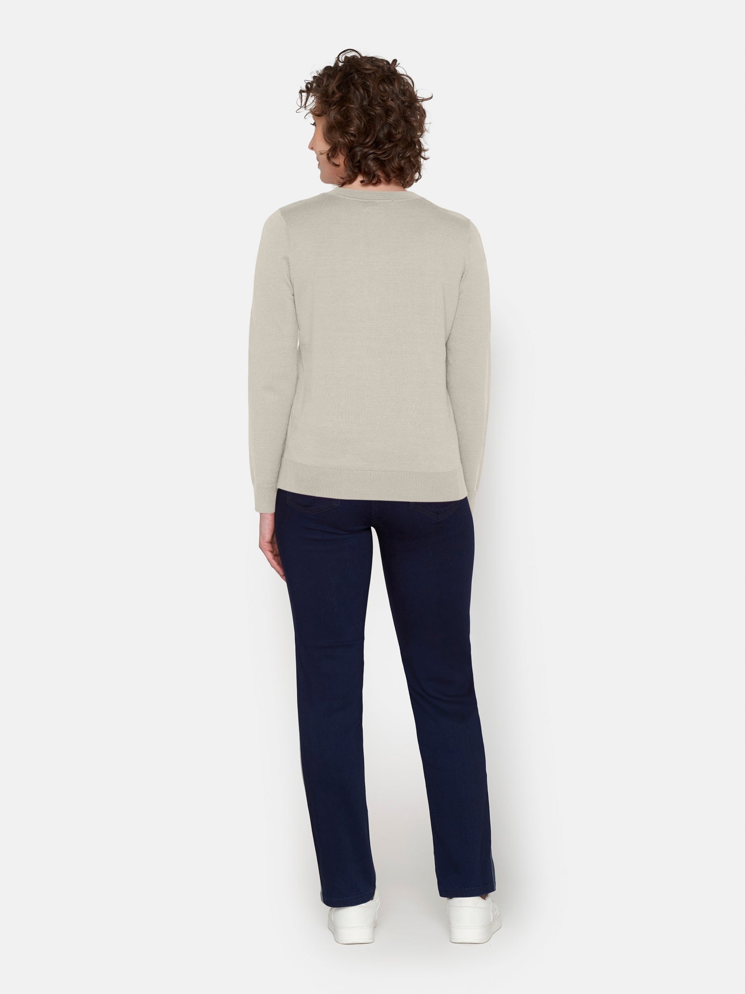 Langærmet Strik - Beige Melange