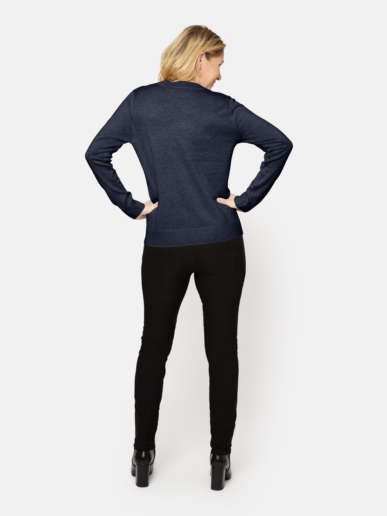 Langærmet Strik - Navy