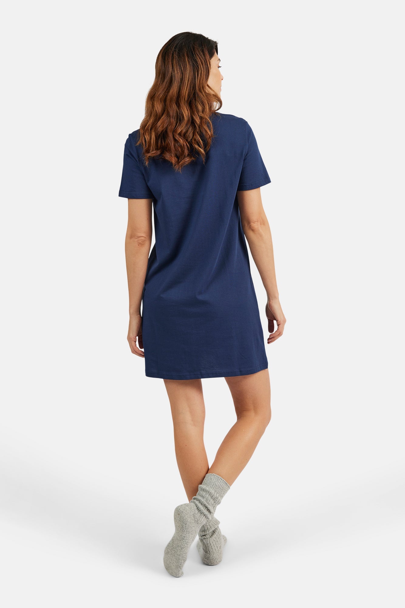 Natkjole - Navy - Blomsterprint