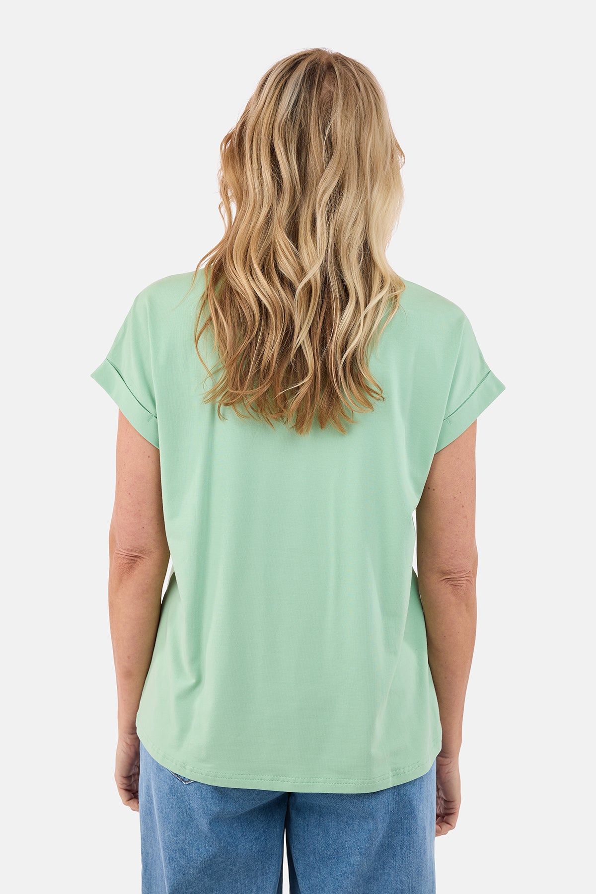 Kortærmet T-shirt - Mintgrøn - Med Opsmøg