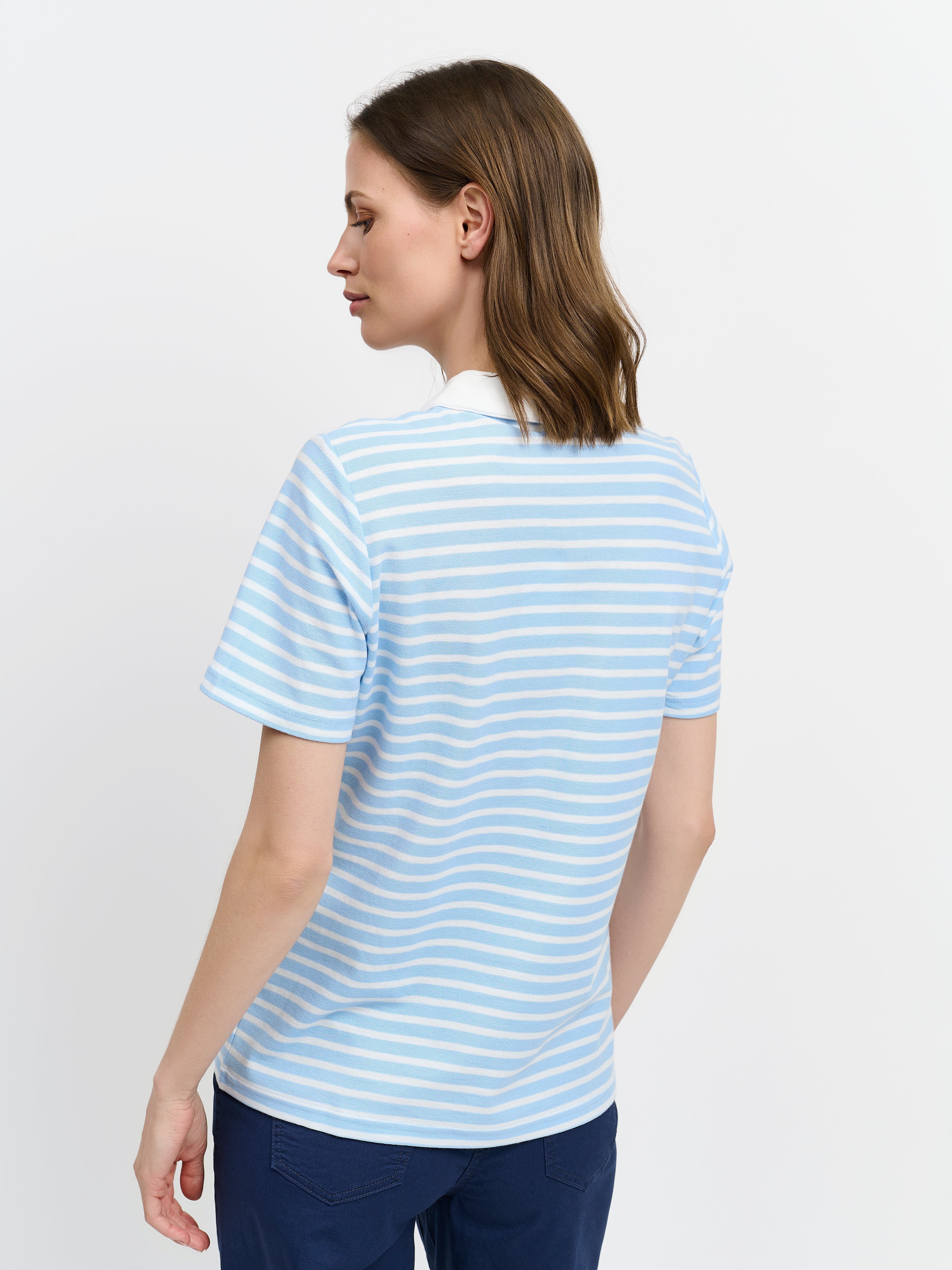 Polo T-shirt - Lys Blå - Stribet