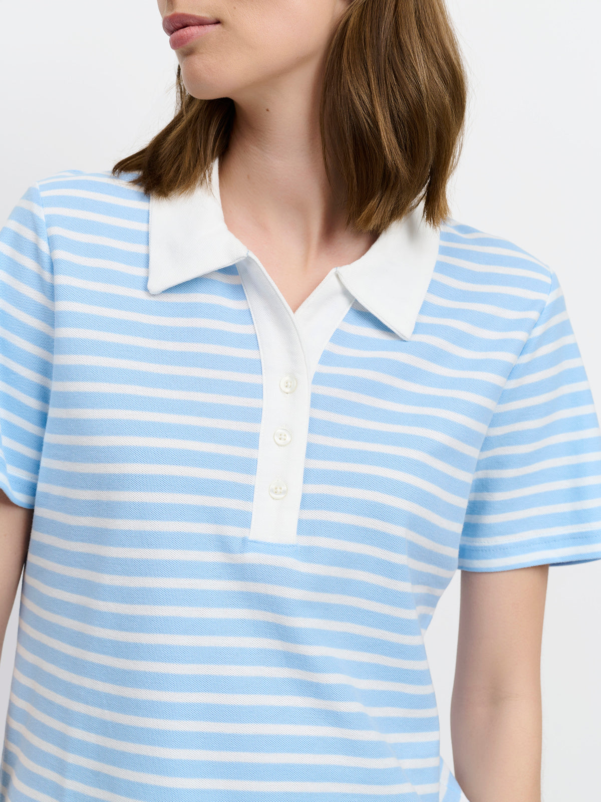 Polo T-shirt - Lys Blå - Stribet