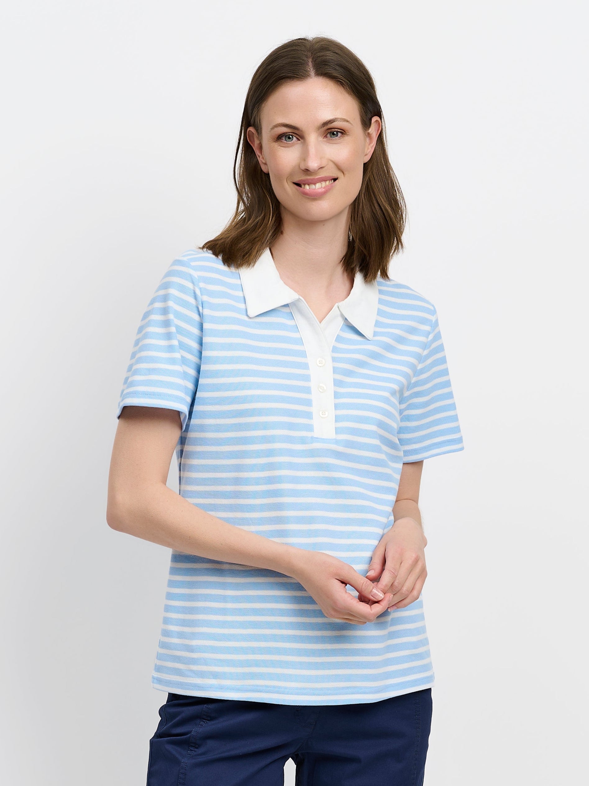 Polo T-shirt - Lys Blå - Stribet