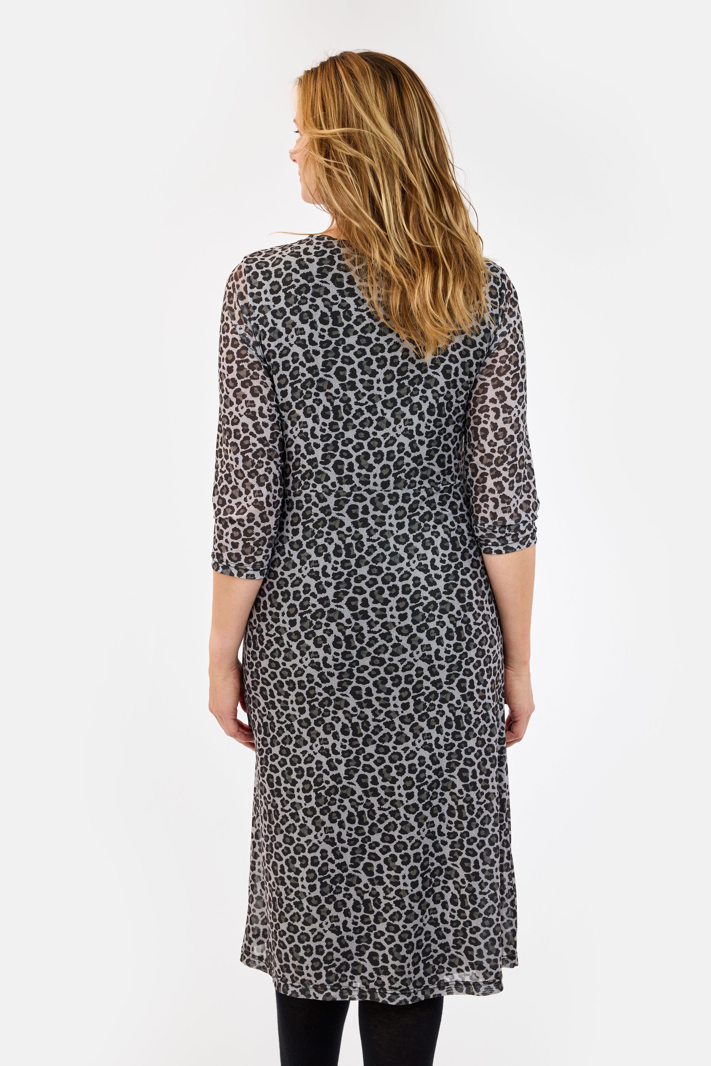 Kjole - Grå Mix - Leopard Print / Mesh
