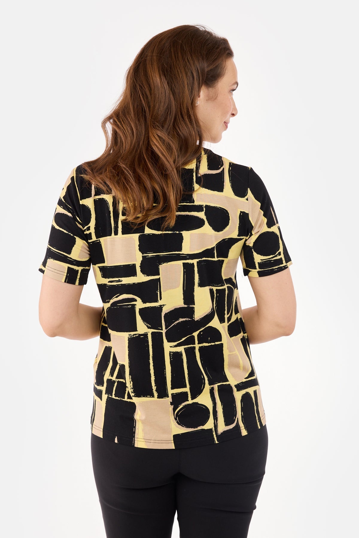 Kortærmet T-shirt - Gul Mix - Mønstret