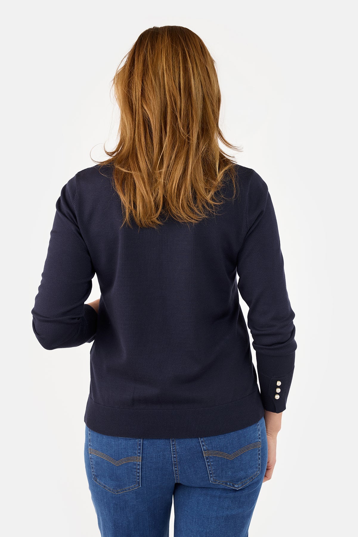 Strik Polo - Navy - Perleknapper