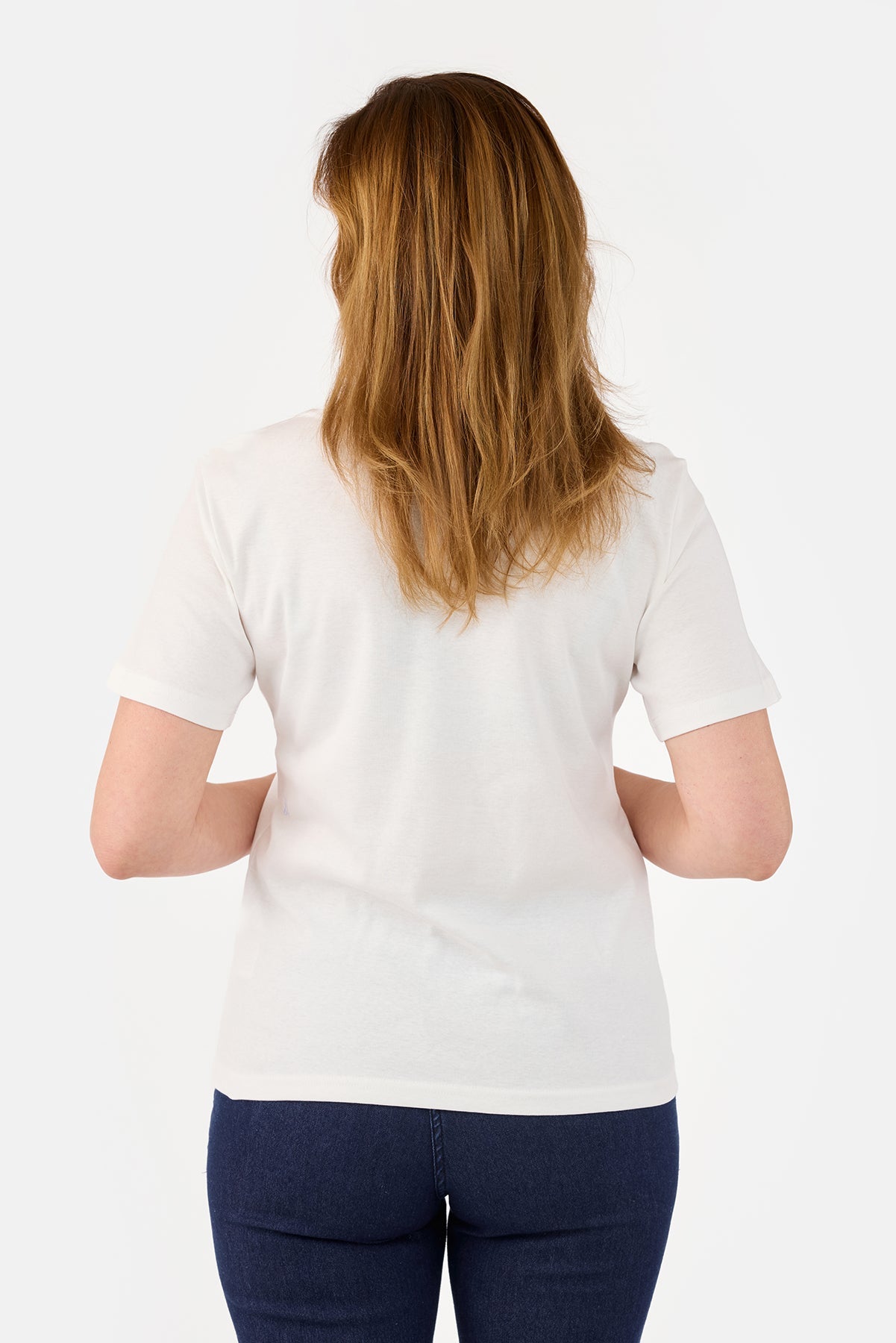 Kortærmet T-shirt - Råhvid - V-Hals