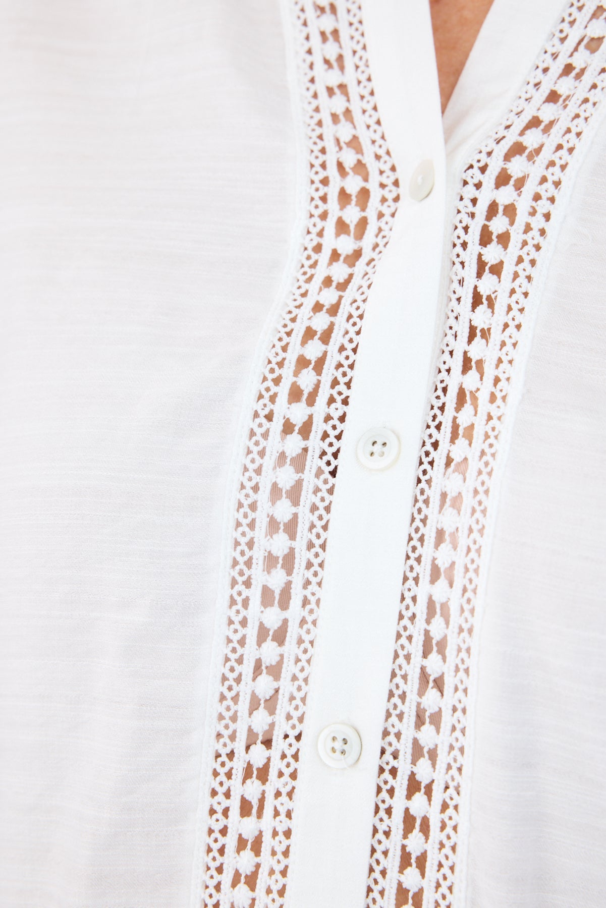 Langærmet Skjorte - Off White - Blondedetalje