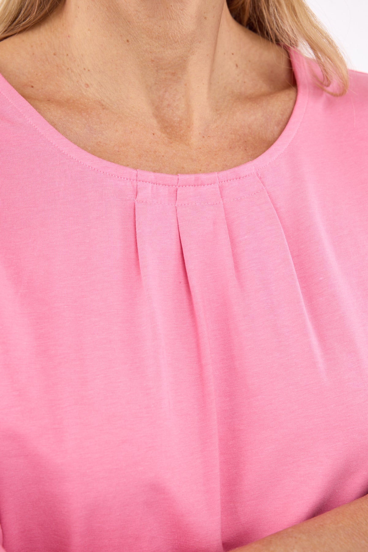 Langærmet T-shirt - Pink - Elastik i Linning