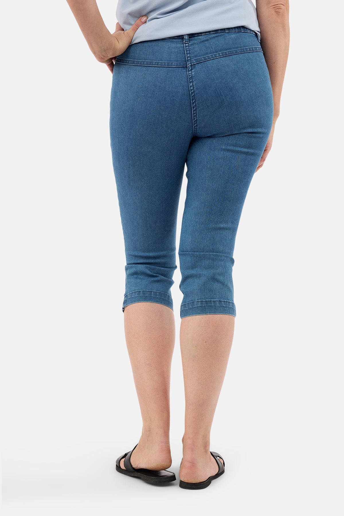 Capri Bukser - Blå Denim - Elastik i Taljen
