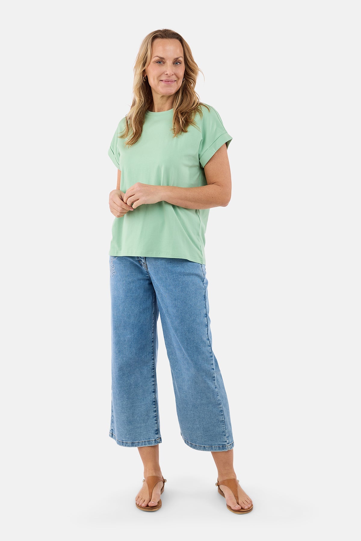 Jeans - Blå - Broderidetalje