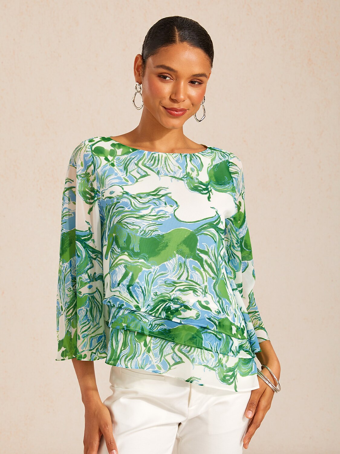 Mustang chiffon top med lag-på-lag