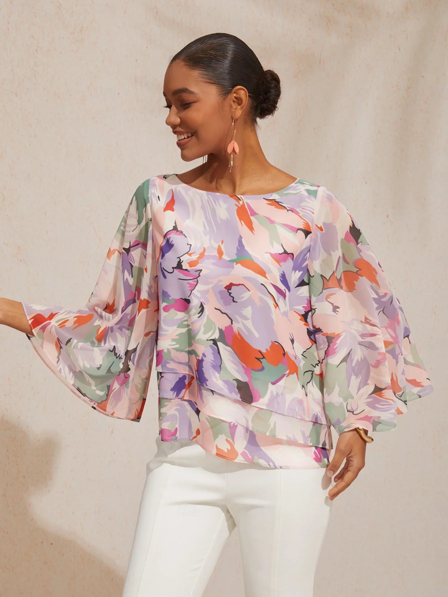 Mustang chiffon top med lag-på-lag
