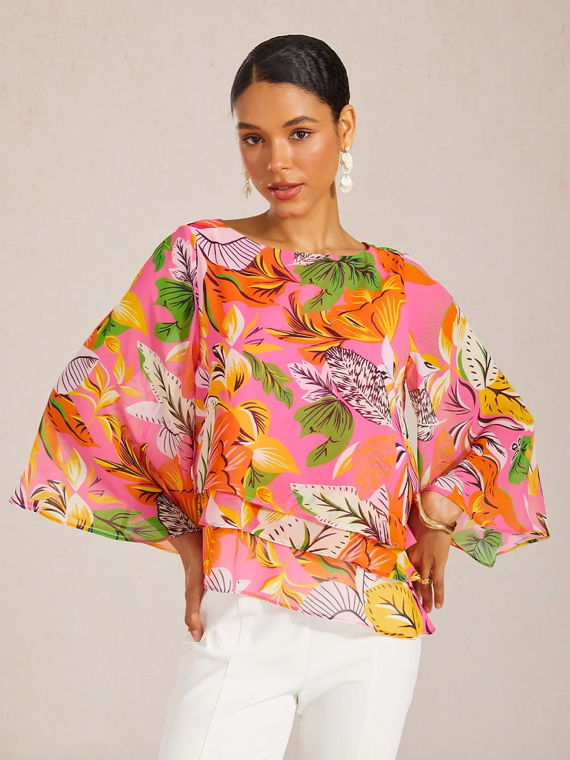 Mustang chiffon top med lag-på-lag