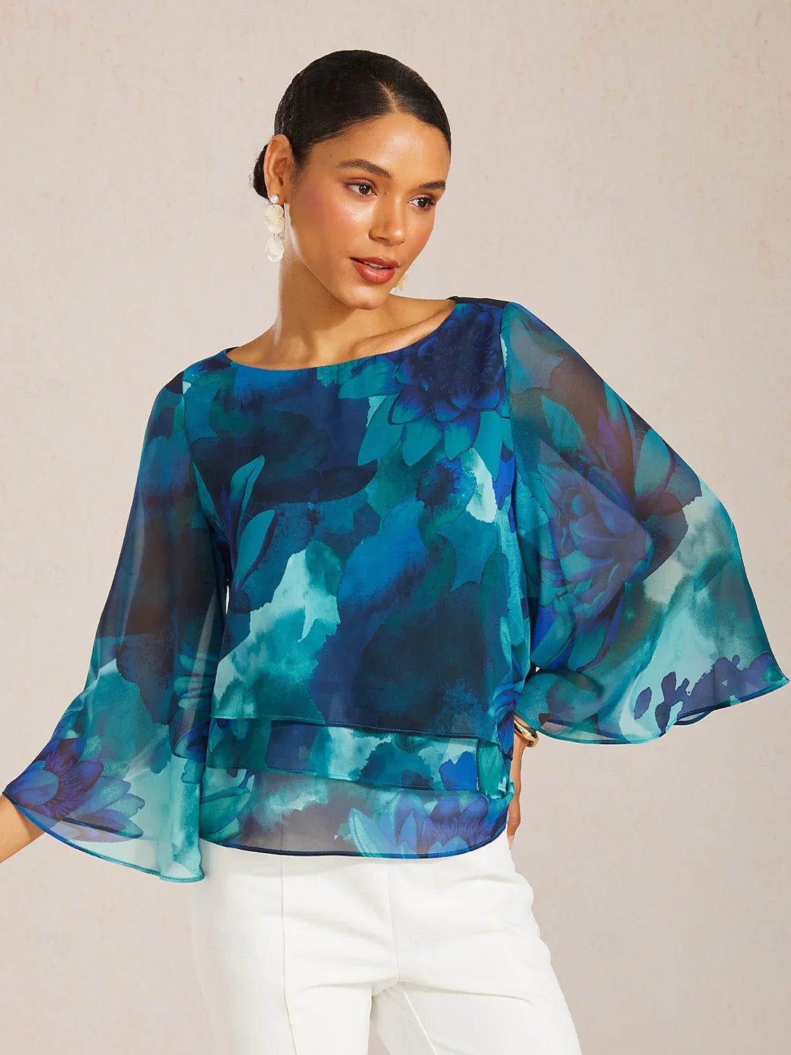 Mustang chiffon top med lag-på-lag