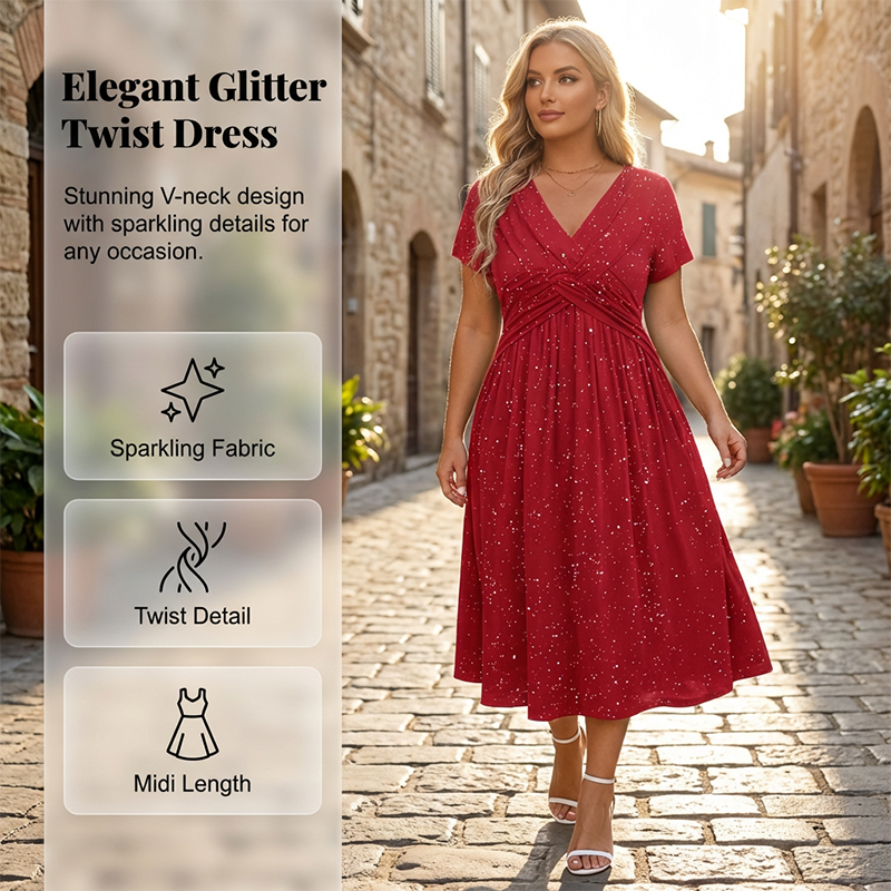 Fiora – Elegant V-hals kjole med draperet front