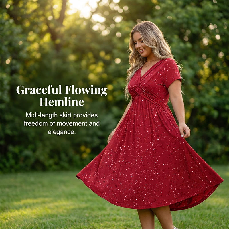 Fiora – Elegant V-hals kjole med draperet front