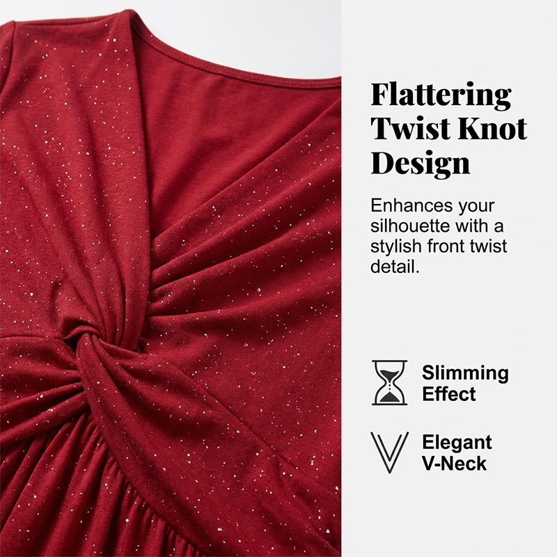 Fiora – Elegant V-hals kjole med draperet front