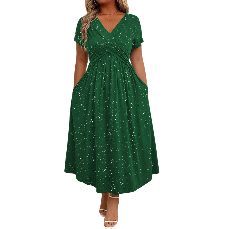 Fiora – Elegant V-hals kjole med draperet front