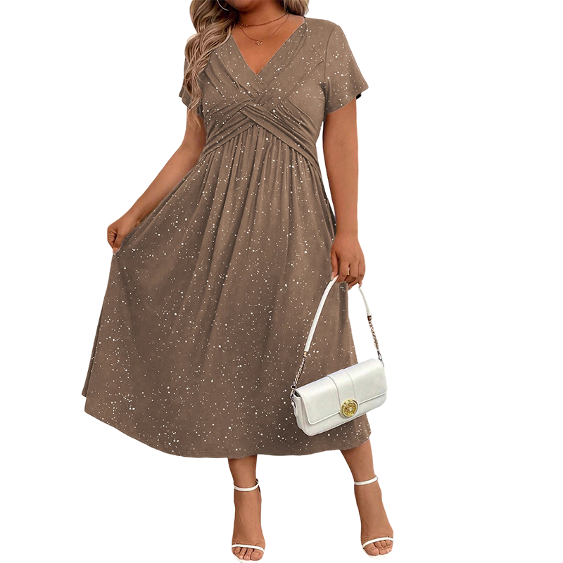 Fiora – Elegant V-hals kjole med draperet front