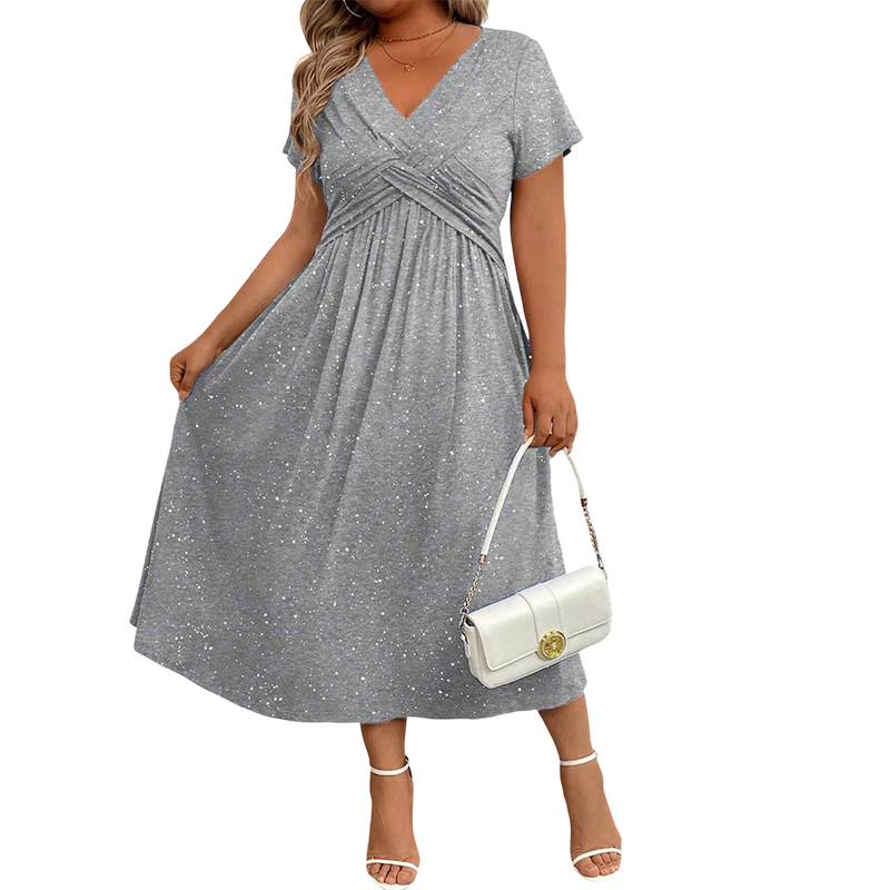 Fiora – Elegant V-hals kjole med draperet front