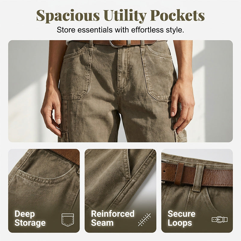 Fiora™ Alessia Cargo-Capribukser i khaki