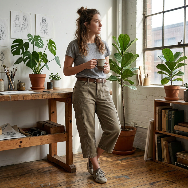 Fiora™ Alessia Cargo-Capribukser i khaki