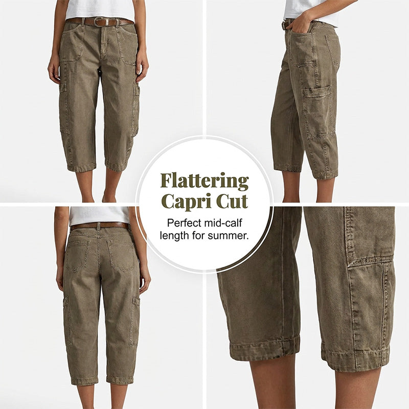Fiora™ Alessia Cargo-Capribukser i khaki