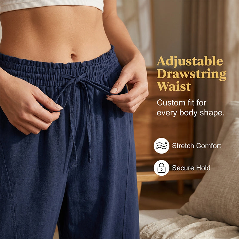 Fiora™ Emilia Luftige Bukser med Elastisk Talje - Hvid