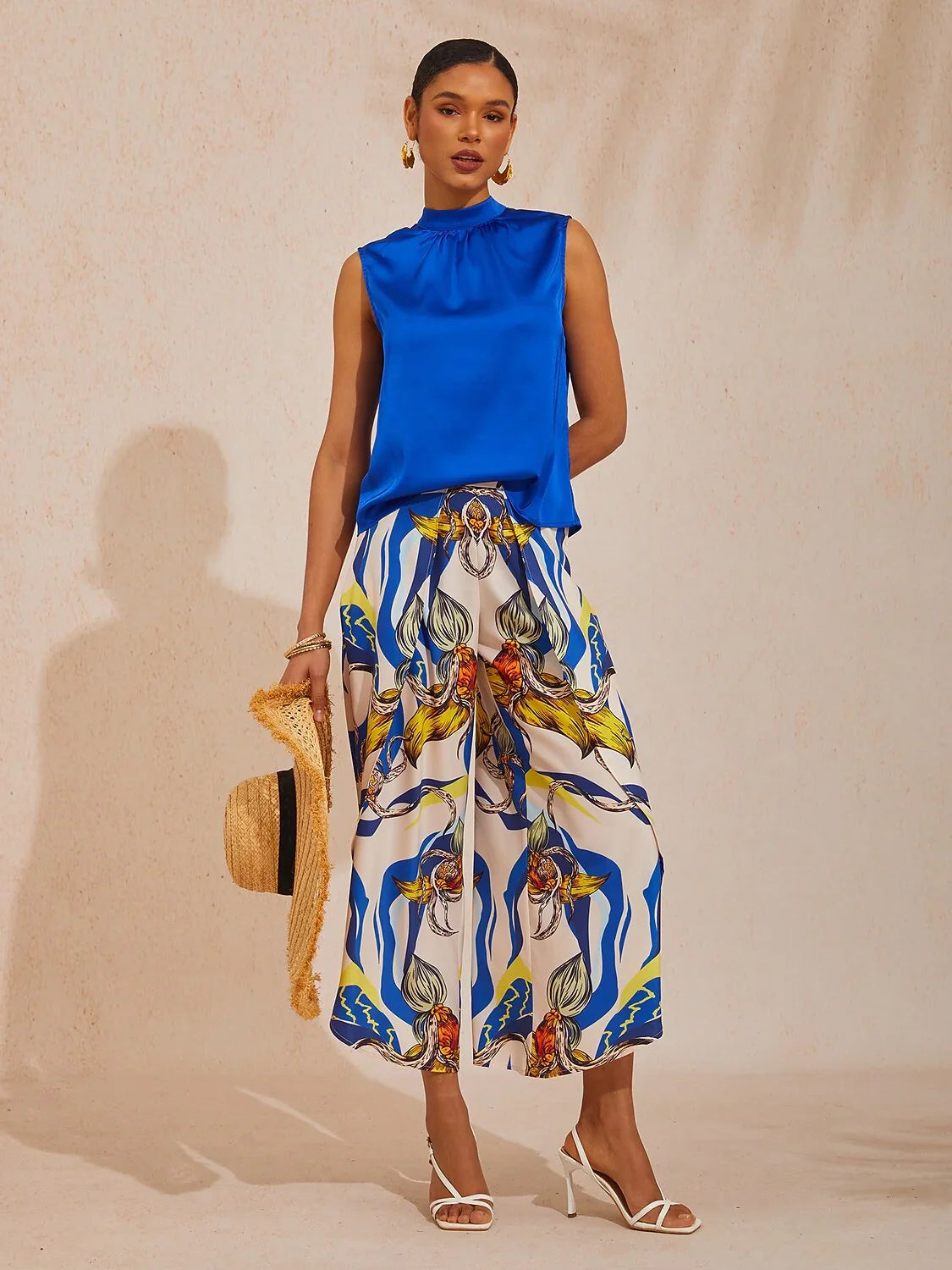 Hawaii Palm silkeblød satin top